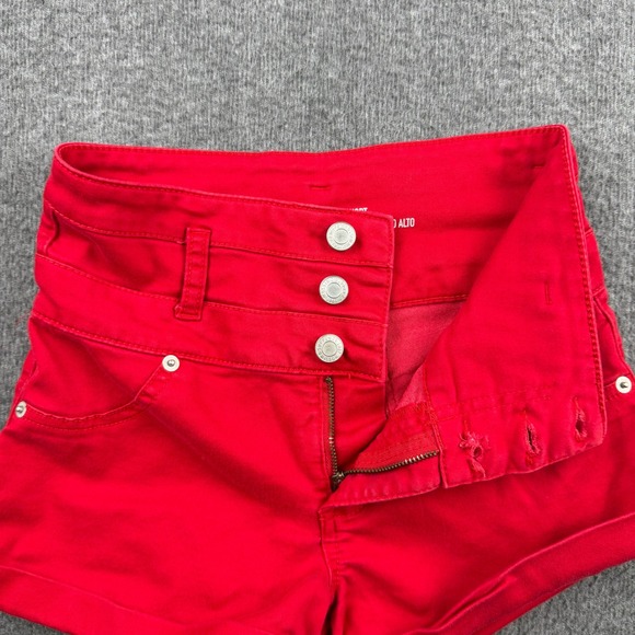Mossimo Red High Rise Triple Button Cuffed Shorts Womens Size 2/26 - Picture 8 of 9